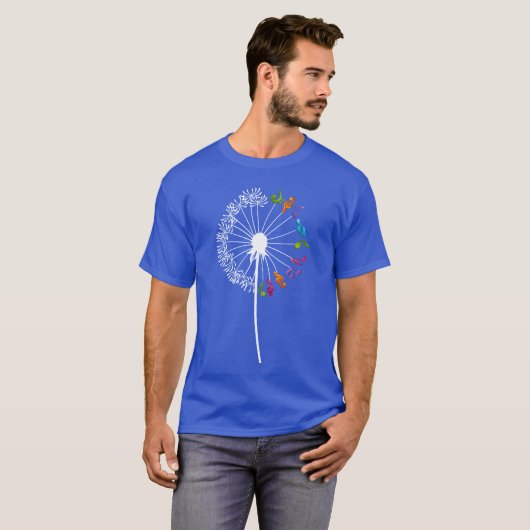 Music dandelion flower music notes gift tシャツ (正面フル)