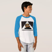 Music DJ Owlデザイン – キッズ3/4袖Tシャツ Tシャツ (正面フル)