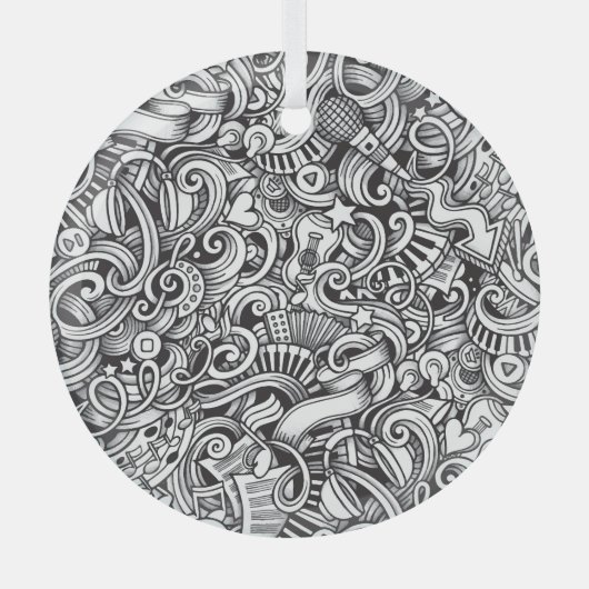 Music Doodlesヴィンテージの背景 ガラスオーナメント (正面)
