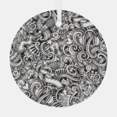 Music Doodlesヴィンテージの背景 ガラスオーナメント (裏面)