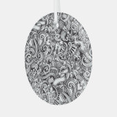 Music Doodlesヴィンテージの背景 ガラスオーナメント (正面左)