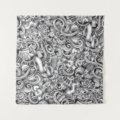 Music Doodlesヴィンテージの背景 タペストリー (正面(横))
