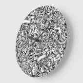 Music Doodlesヴィンテージの背景 ラージ壁時計 (傾斜)