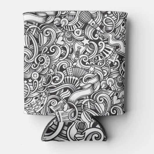 Music Doodlesヴィンテージの背景 缶クーラー (正面)