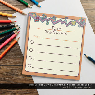 Music Doodles:Daily To Doリストのメモ子供へ帳 ノートパッド