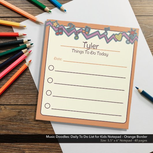 Music Doodles:Daily To Doリストのメモ子供へ帳 ノートパッド