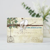 Music Dove Lovebird Siing In a Tree Wedding RSVP (スタンド正面)