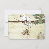 Music Dove Lovebird Siing In a Tree Wedding RSVP (裏面)