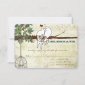 Music Dove Lovebird Siing In a Tree Wedding RSVP (正面)