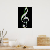 MUSIC Emerald and Diamond Treble Clef ポスター (キッチン)