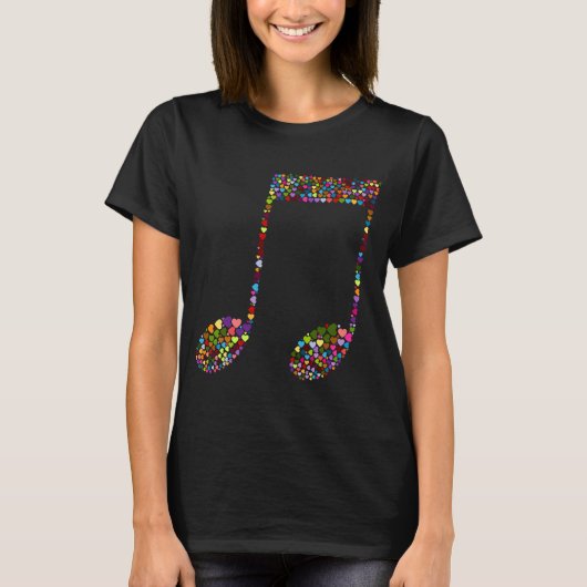 Music Equals Life FrequencyミュージシャンMusic Note Tシャツ (正面)