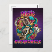 Music everywhere graffiti DJ ポストカード (正面/裏面)