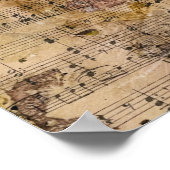 Music Floral Grunge Decoupage Botanical  ポスター (角)