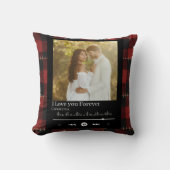 Music Frame Couple Photo Red Plaid  Name & Title  クッション (正面)