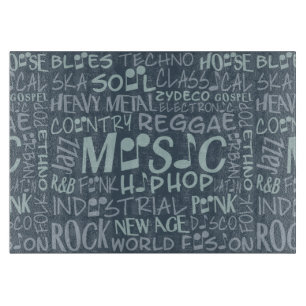Music Genres Word Collageのカッティングボード カッティングボード