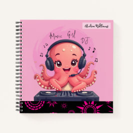 Music Girl, Happy Chick Smiling Octopus DJ ノートブック