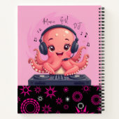 Music Girl, Happy Chick Smiling Octopus DJ ノートブック (裏面)