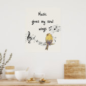 Music Gives My Soul Wings Music Lovers Quote ポスター (キッチン)