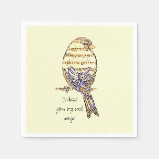  Music gives my soul wings Sparrow Bird スタンダードカクテルナプキン (正面)