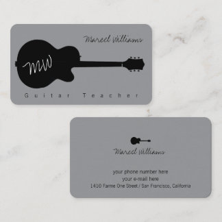 Music Gray Business Card with blk. Guitar 名刺
