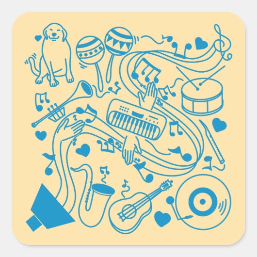 Music Hands - ASL Design スクエアシール (正面)