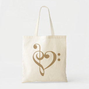Music Heart Treble Bass Clef Heart - Lark トートバッグ