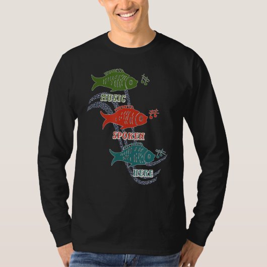 Music Here 話 Fish Musical Notes Tシャツ (正面)