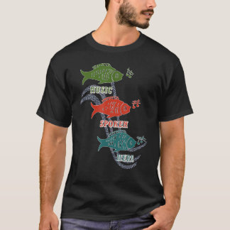 Music Here 話 Fish Musical Notes Tシャツ