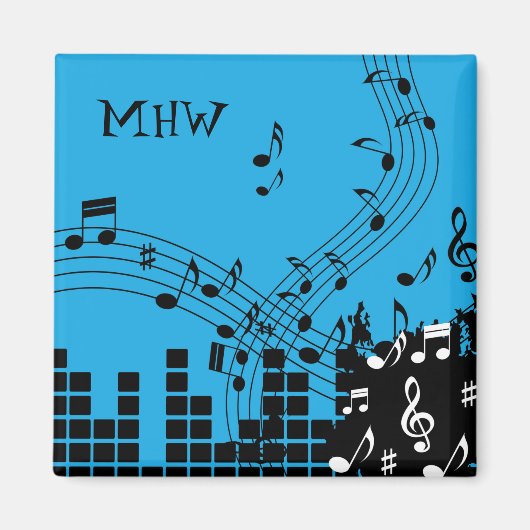 Music Illustration custom monogram magnet マグネット (正面)