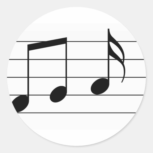 Music illustration. Eighth and sixteenth notes. ラウンドシール (正面)