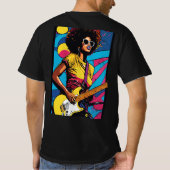 Music in Motion:白黒のアウトラインアート Tシャツ (裏面)