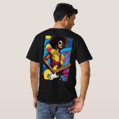 Music in Motion:白黒のアウトラインアート Tシャツ (裏面フル)