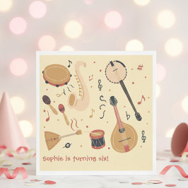 Music instruments kids birthday スタンダードランチョンナプキン