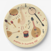 Music instruments kids birthday ペーパープレート (正面)