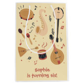 Music instruments kids birthday ミディアムペーパーバッグ (正面)