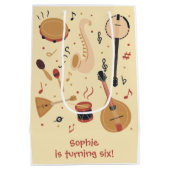 Music instruments kids birthday ミディアムペーパーバッグ (裏面)