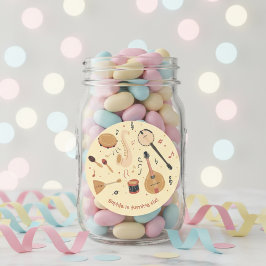 Music instruments kids birthday ラウンドシール