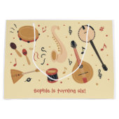 Music instruments kids birthday ラージペーパーバッグ (正面)