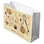 Music instruments kids birthday ラージペーパーバッグ (正面アングル)