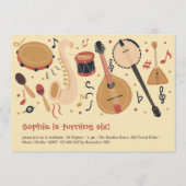 Music instruments kids birthday 招待状 (正面)