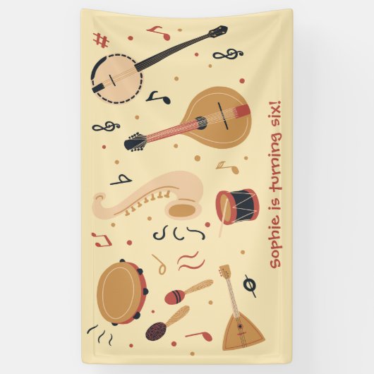Music instruments kids birthday 横断幕 (縦)