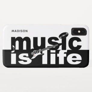 Music Is Life名前をカスタムする電話ケース iPhone XS Maxケース