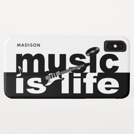 Music Is Life名前をカスタムする電話ケース Case-Mate iPhoneケース (裏面(横))