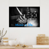 Music is Life Guitar poster ポスター (キッチン)