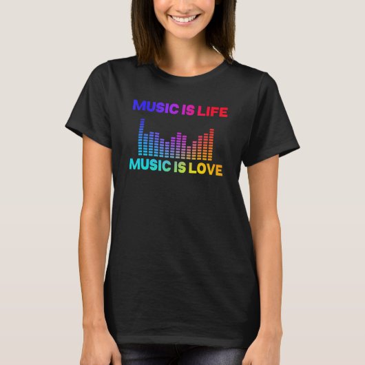 Music Is Life Music Is Love Equalizer Spectrum Ana Tシャツ (正面)