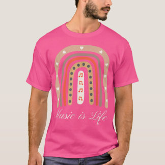 Music Is Life Music-lover Boho Rainbow Hippie Wome Tシャツ