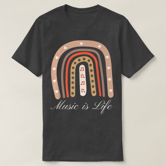 Music Is Life Music-lover Boho Rainbow Hippie Wome Tシャツ (デザイン正面)