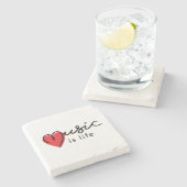 Music is life. Muziek is mijn leven, met hartje. ストーンコースター (横)