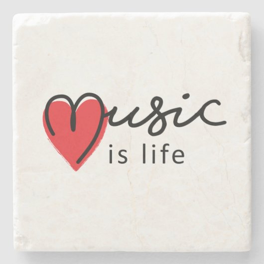 Music is life. Muziek is mijn leven, met hartje. ストーンコースター (正面)