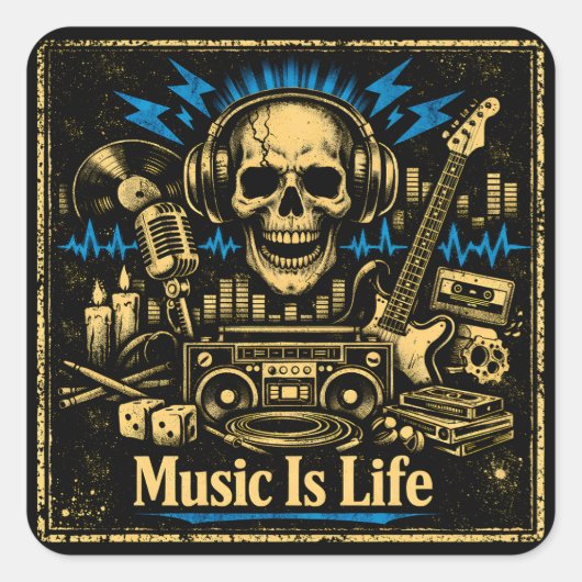 Music Is Life – Sound Living Philosophy スクエアシール (正面)